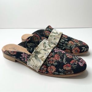 Free People Floral Mules - Black and Multicolor